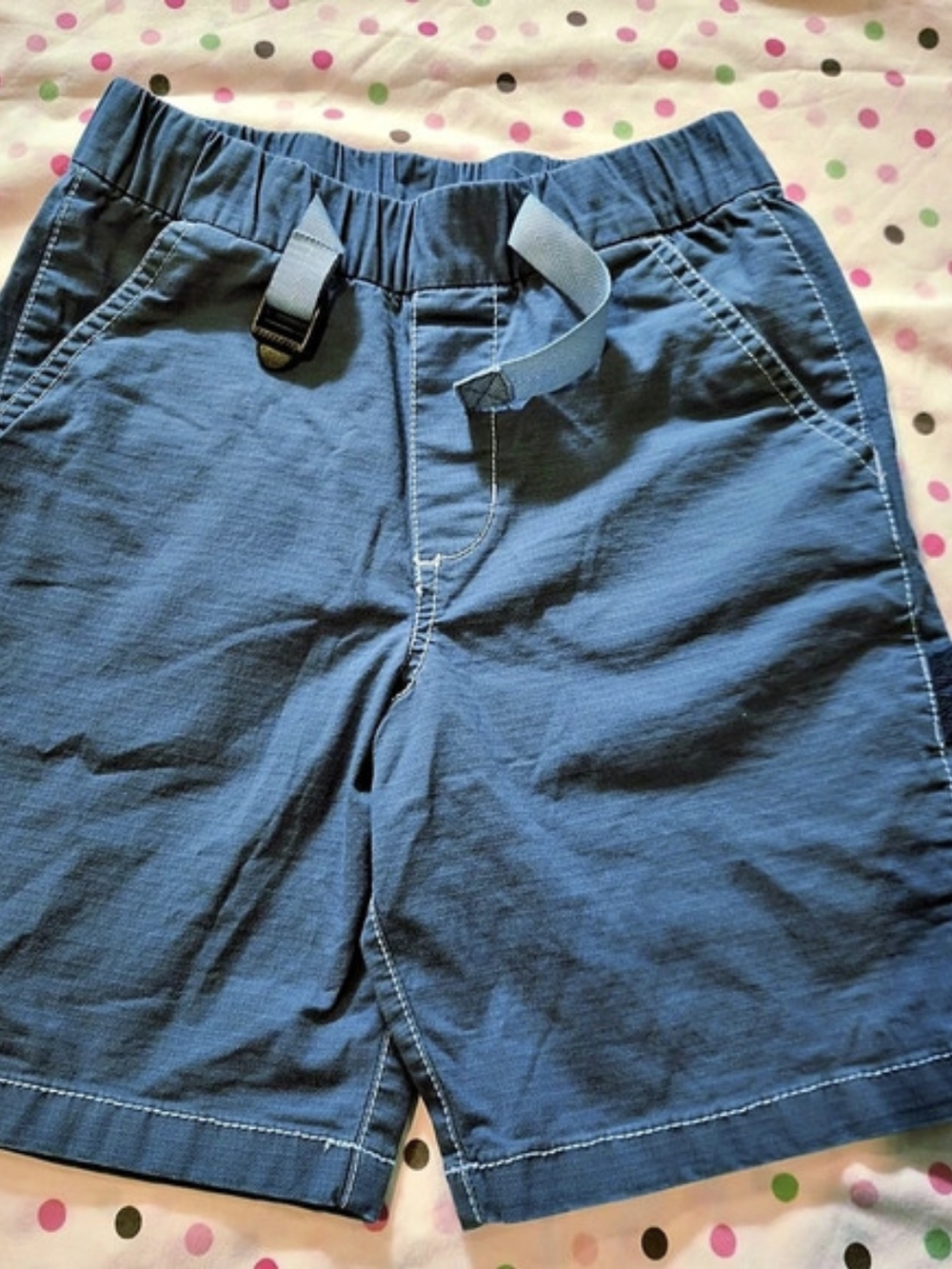 Hanna Andersson Boys Canvas Play Shorts with Webbing Belt Blue Size 8